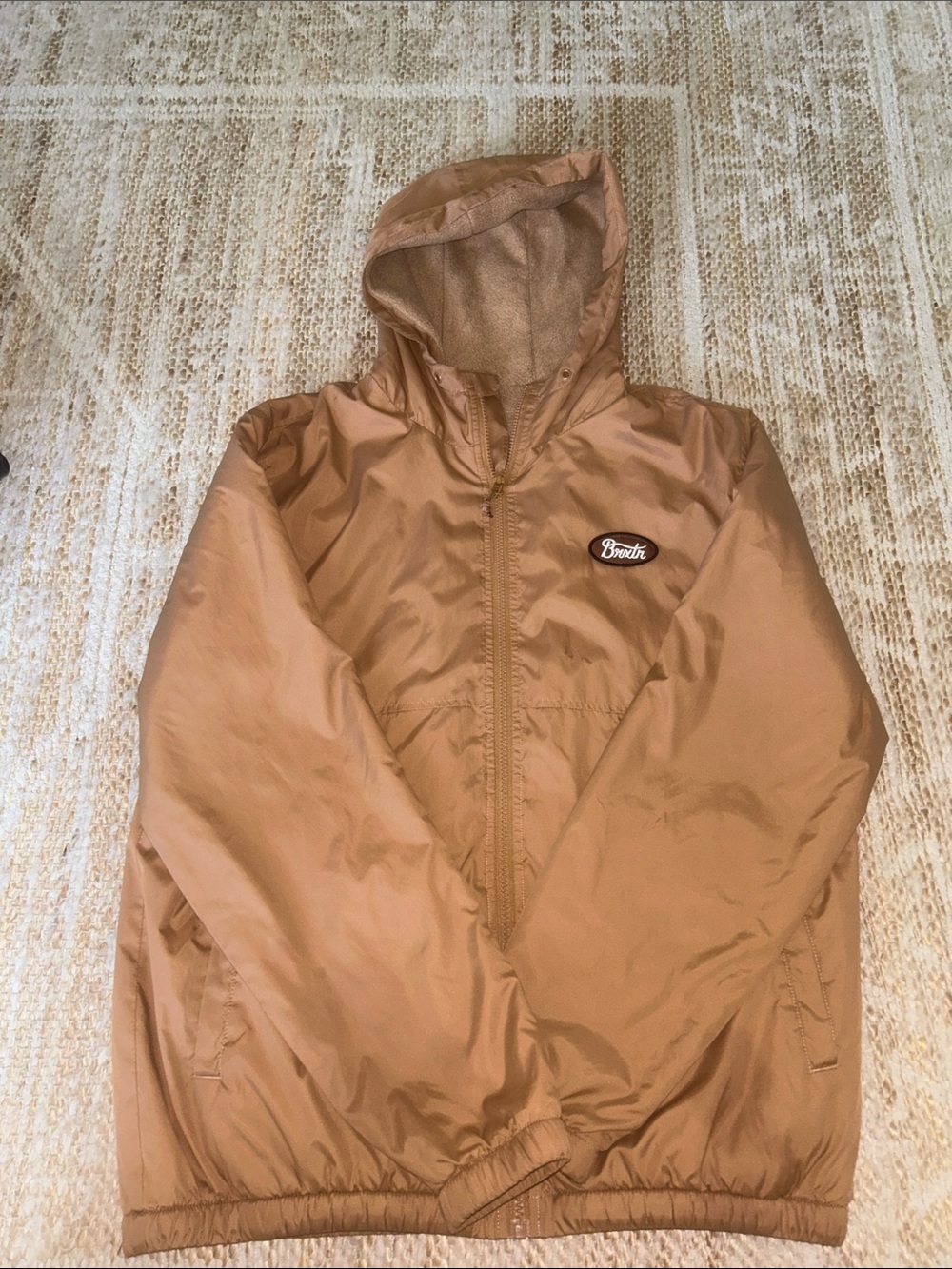 Brixton Hooded Windbreaker Jacket in Tan